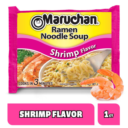 Maruchan Ramen Noodle Soup, Shrimp Flavor Instant Noodles, 3 oz