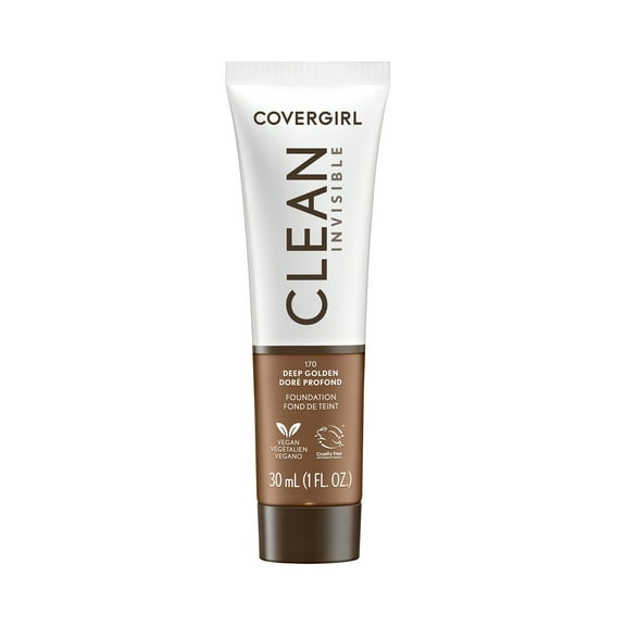 COVERGIRL Clean Invisible Liquid Foundation, 170 Deep Golden, 1.0 fl oz
