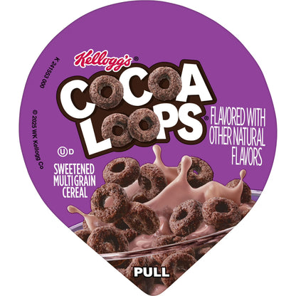 Kellogg's Cocoa Loops Original Breakfast Cereal, Good Source of Fiber Cup, 1.5 oz