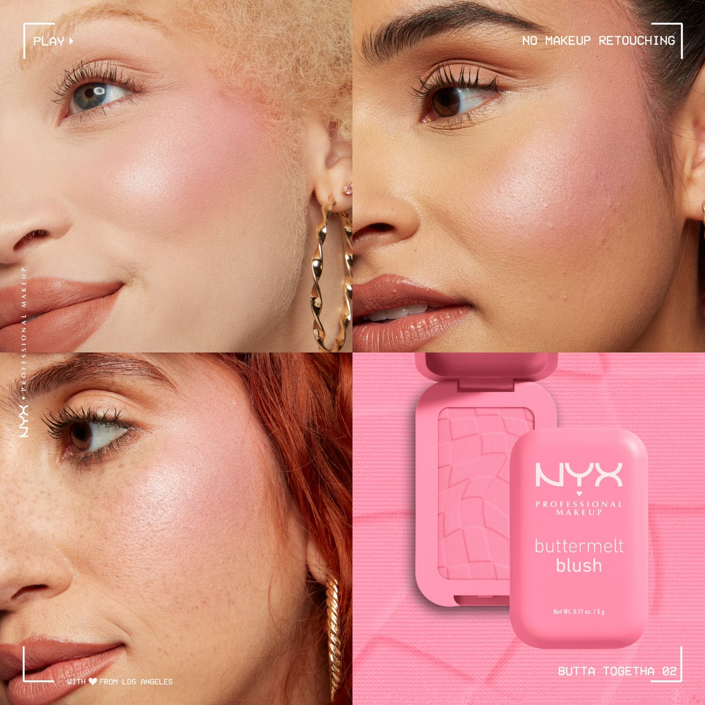 NYX Professional Makeup Buttermelt Powder Blush, Butta Together, 0.17 oz