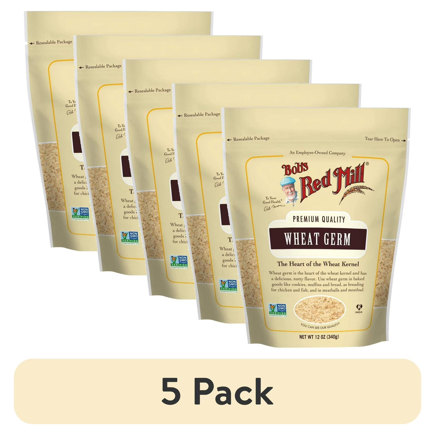 (5 pack) Bob's Red Mill Nutty Wheat Flours Cereal Wheat Germ - 12 Oz