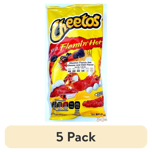 (5 pack) Sabritas Cheetos Flamin' Hot Cheese Snacks, 3.52 oz Bag