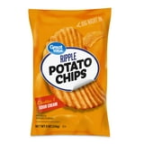 (4 pack) Great Value Rippled Cheddar & Sour Cream Potato Chips, 8 oz Bag