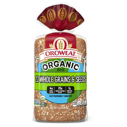Oroweat Organic 22 Whole Grains & Seeds Bread, 27 oz, Multigrain Bread, Bag
