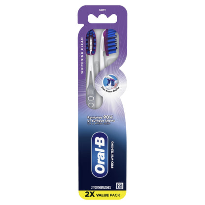 Oral-B Toothbrush, Pro Whitening Toothbrush, Soft, 2 Count