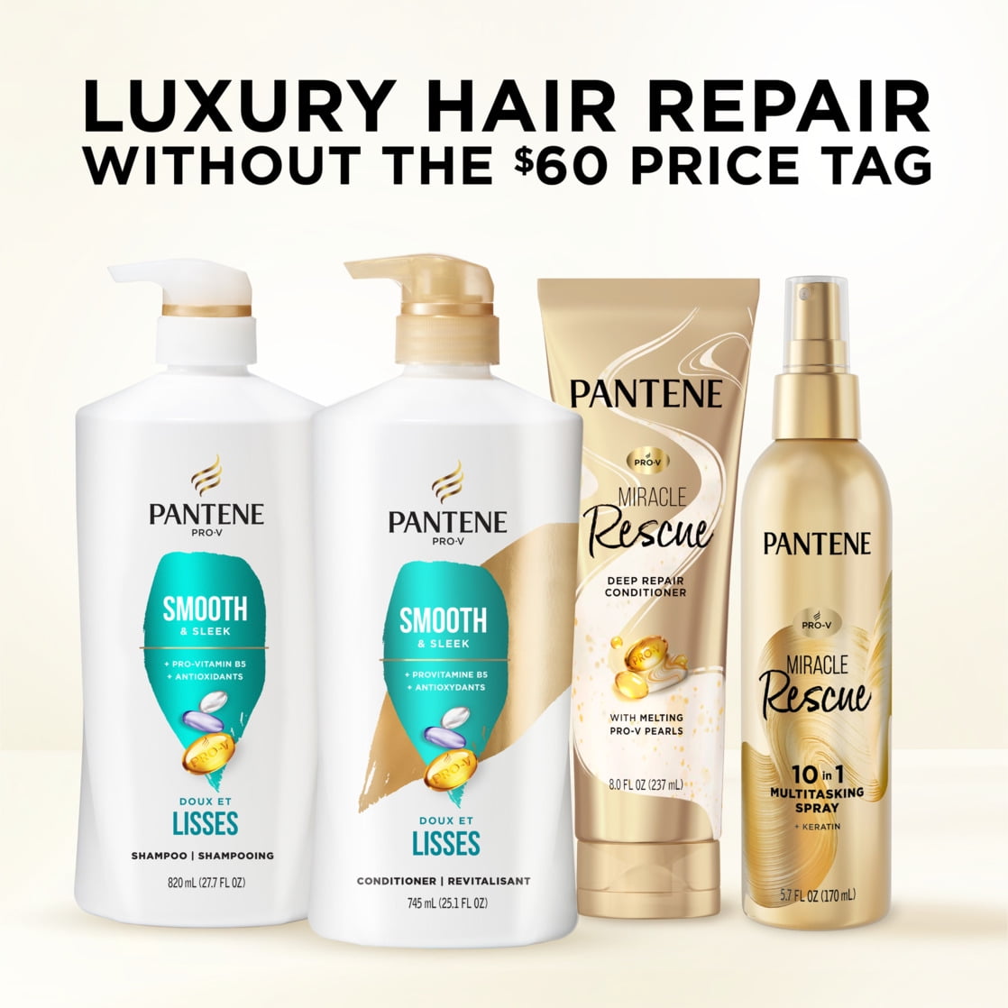 Pantene Pro-V Shampoo, Smooth and Sleek, All Hair Styles, 27.7 fl oz