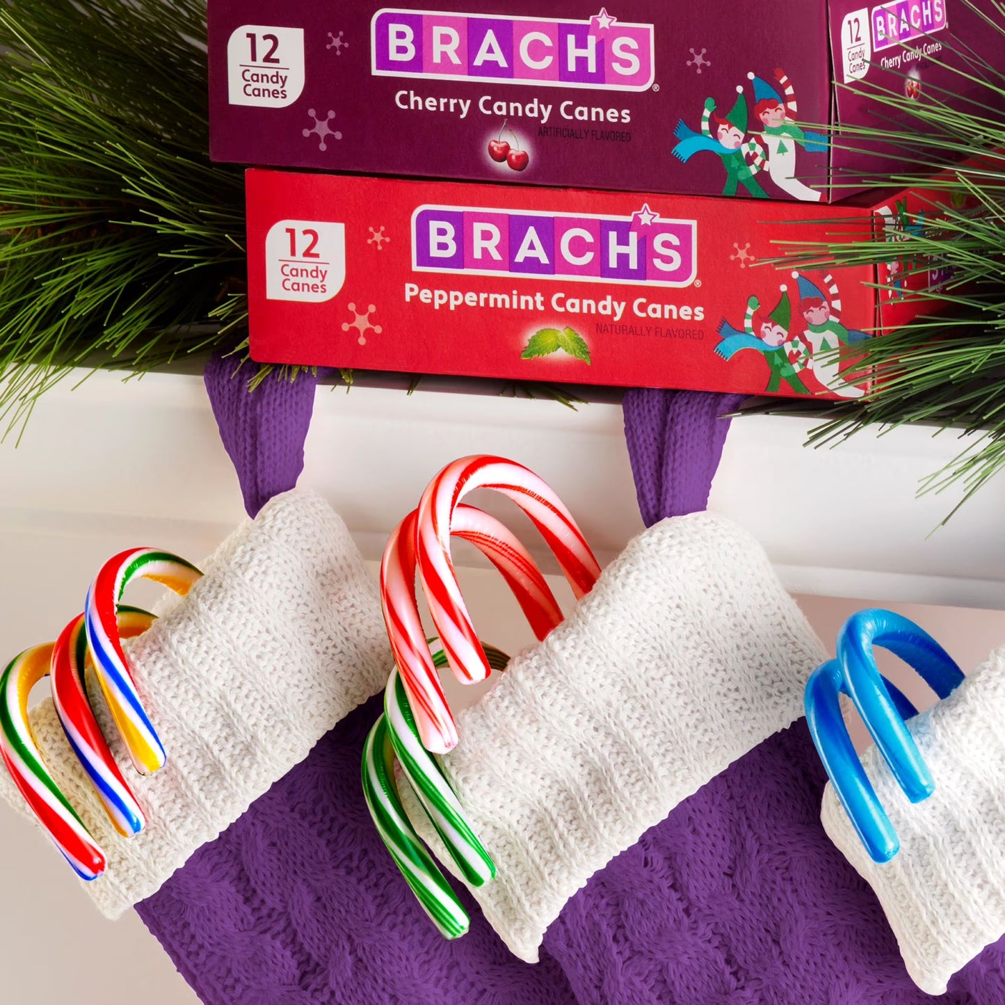 Brach's Wintergreen Christmas Candy Canes, Stocking Stuffers for Kids, Minty Twist on a Holiday Classic, Holiday Christmas Candy, 5.3 oz, 12ct Box