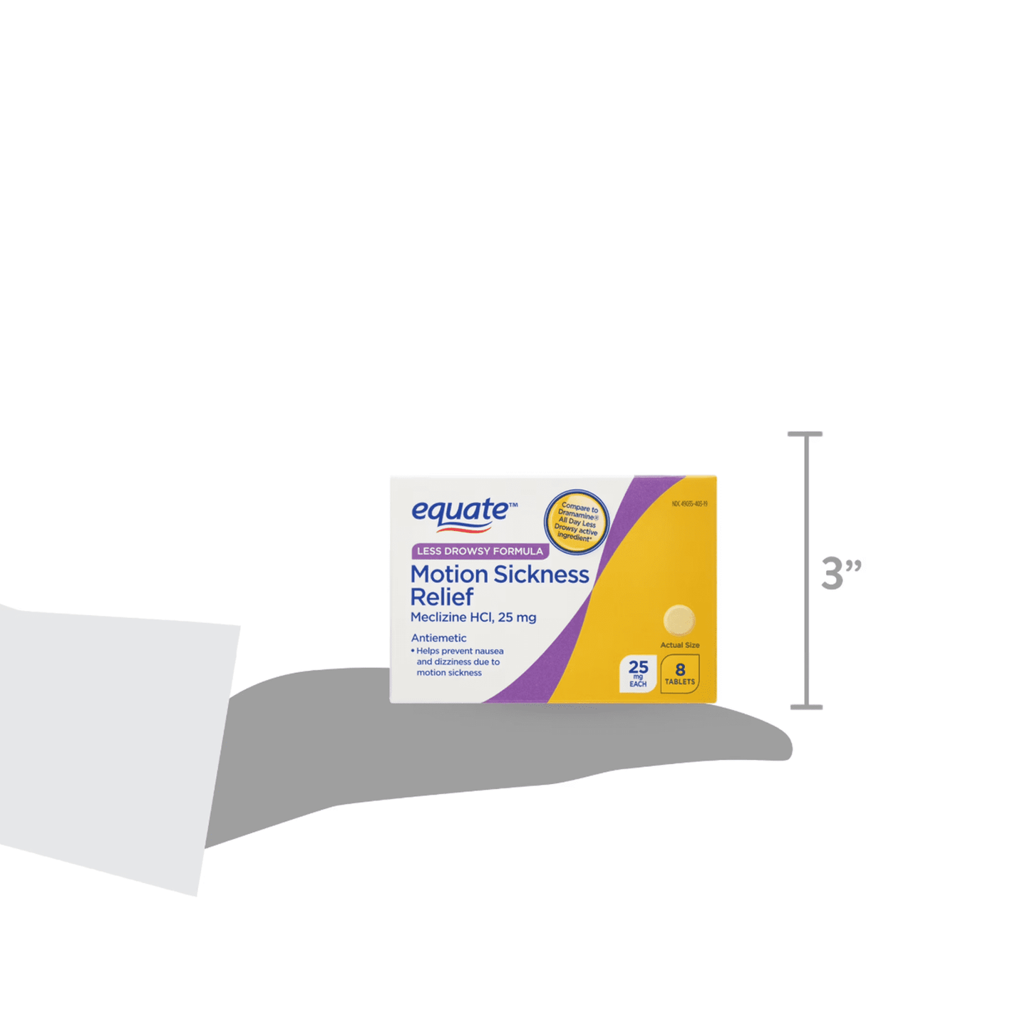 ( 6 pack ) Equate Less Drowsy Formula Motion Sickness Relief Meclizine HCI Tablets, 25mg, 8 Count, Compare to Dramamine All Day Less Drowsy Active Ingredients