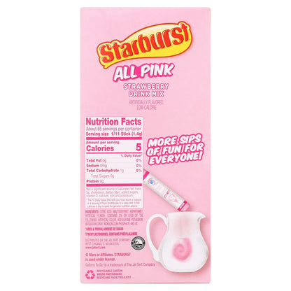 Starburst Zero Sugar Gallons-to-Go Powdered Drink Mix, All Pink Strawberry, 8 Count Gallon Pitcher Packets