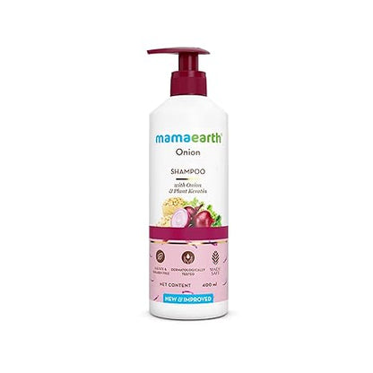 Mamaearth Onion Shampoo for Hair Growth & Loss Control | Moisturizing Gentle Scalp Cleanser with Plant Keratin | SLS & Paraben Free | 13.53 Fl Oz (400ml)