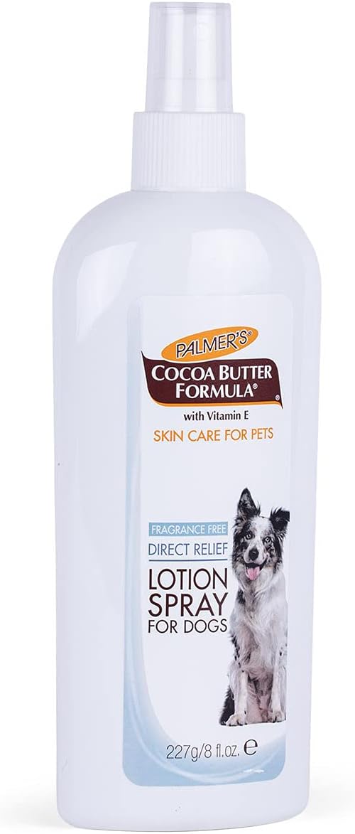 Palmer's for Pets Cocoa Butter Formula Dry Skin Relief Spray for Dogs, Direct Spray-On Lotion with Vitamin E to Soothe Dry and Itchy Skin, No-Mess Application, 8 Fl Oz (Pack of 2)