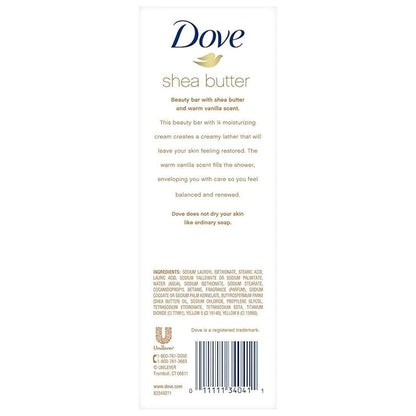 Dove Purely Pampering 16-4 OZ Shea Butter Bar Soaps, Warm Vanilla Scent, 64 OZ, White