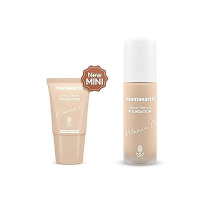Mamaearth Glow Serum Foundation, 03 Nude Glow, 18ml | Serum foundation with Vitamin C.