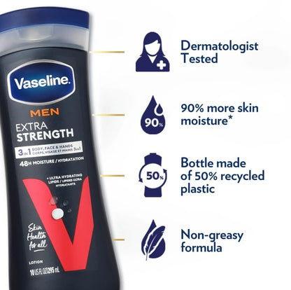 Vaseline Mens Extra Strength Lotion 10 Ounce (295ml) (2 Pack)