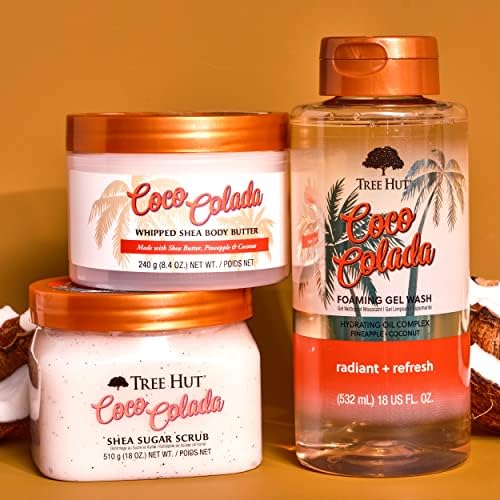 Tree Hut Coco Colada Body Wash, Hydrating & Moisturizing Shower Gel with Shea Butter & Essential Oils, Soft Smooth Glowing Skin, Gentle Cleanser For All Skin Types, Self Care Gifts for Women, 18 Fl Oz