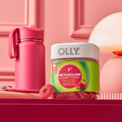 OLLY Metabolism Gummy Rings, Cellular Energy Supplement,* ACV - 60 Count