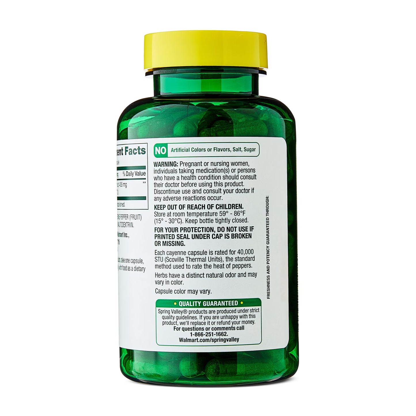 (3 pack) Spring Valley Cayenne Dietary Supplement Capsules for Metabolism Support, 455 mg, 100 Count