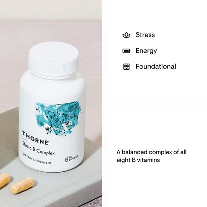 THORNE - Basic B Complex (60 Capsules) & Memoractiv (60 Capsules) Bundle - Supports Brain Health, Cellular Energy Production & Focus - Gluten Free, Dairy Free