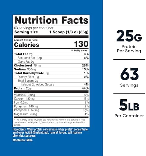 Nutricost Whey Protein Powder, Vanilla, 5 pounds - Whey Protein Concentrate (Pack of 2)