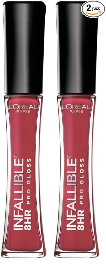 L'Oréal Paris Makeup Infallible 8 Hour Hydrating Lip Gloss, Modern Mauve, 0.21 Fl Oz (Pack of 2)