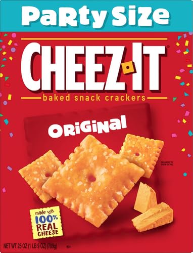 Cheez-It Cheese Crackers, Baked Snack Crackers, Lunch Snacks, Party Size, Original, 25 Ounce (Pack of 2)