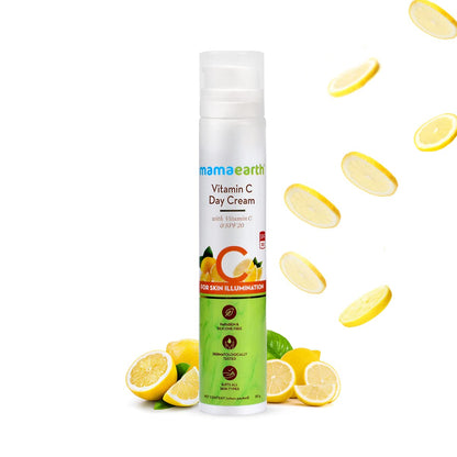 Mamaearth Vitamin C Day Cream with SPF 20 | Fights Signs of Aging and Illuminates Skin | Protects Against UVA & UVB Rays | Unisex Moisturizer | 1.76 Oz/50g