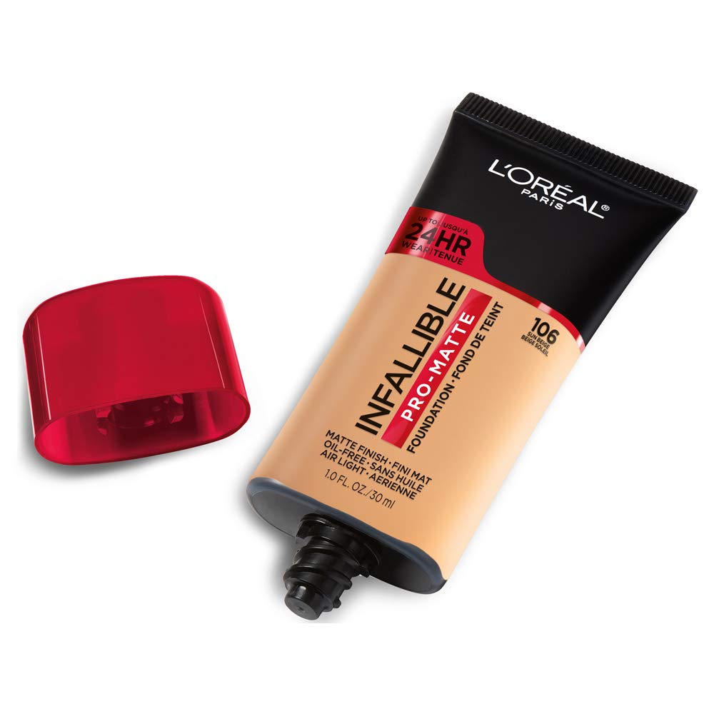 L'Oreal Paris Cosmetics Makeup Infallible Pro-Matte Liquid Longwear Foundation, Sun Beige, 1 fl oz (Pack of 2)