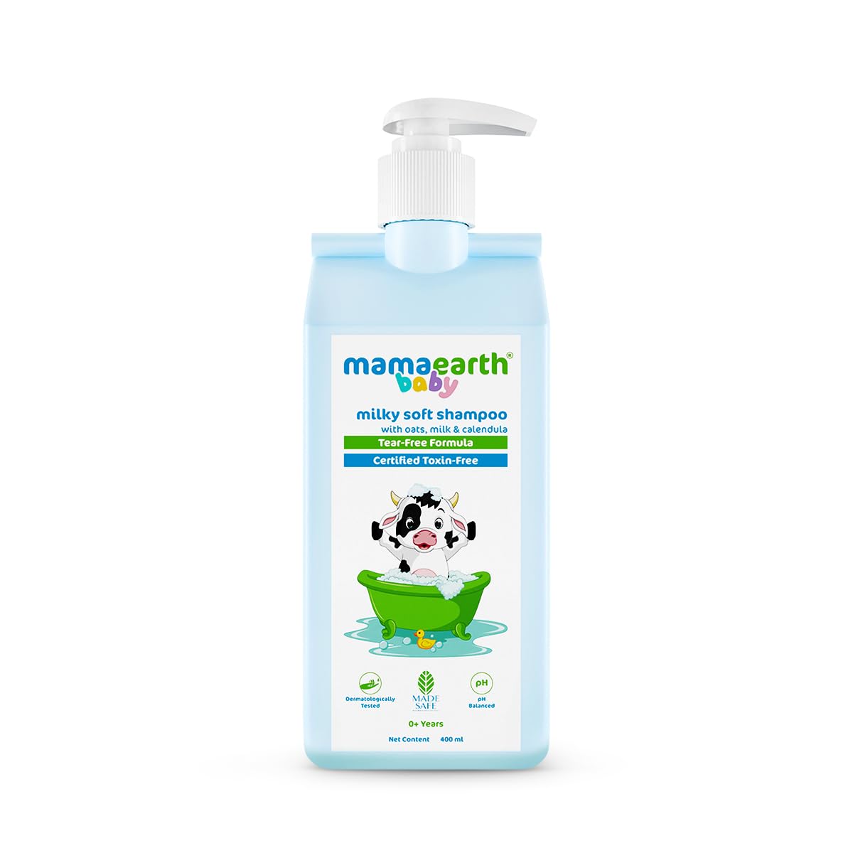 MAMAEARTH Baby Milky Soft Shampoo 13.53 Fl Oz (400ml) | with Oats Milk & Calendula
