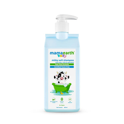 MAMAEARTH Baby Milky Soft Shampoo 13.53 Fl Oz (400ml) | with Oats Milk & Calendula