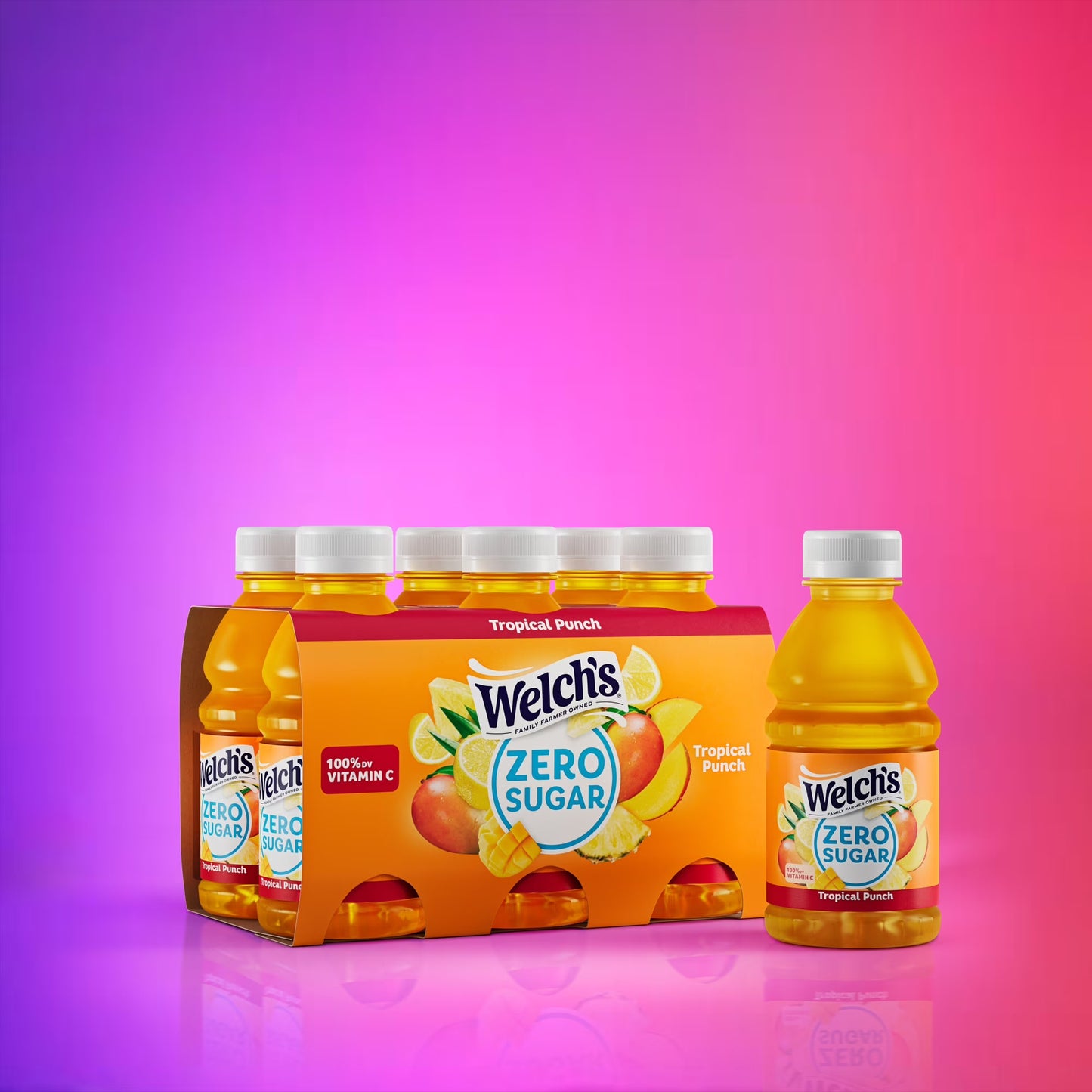 Welch's Tropical Punch Zero Sugar Drink, 10 fl oz Bottle