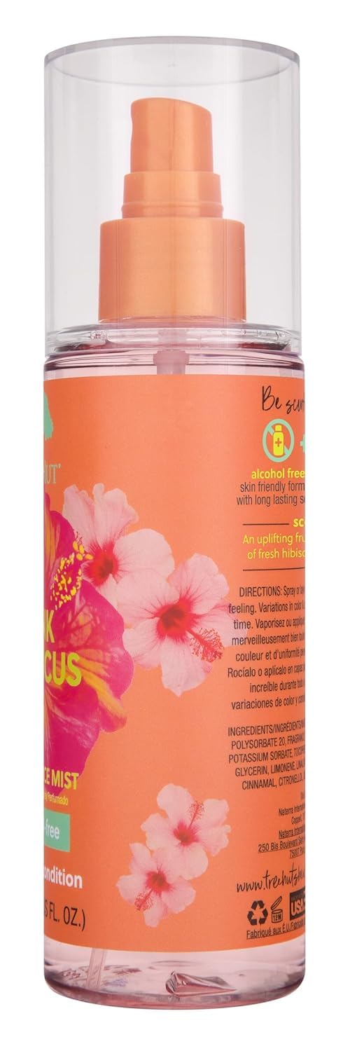 Tree Hut Pink Hibiscus Hair & Body Mist, Hydrating & Alcohol-Free Body Spray, Fragrance with Hibiscus, Poppy & Rasberry Notes, Alcohol-Free Formula, 6 Fl Oz.