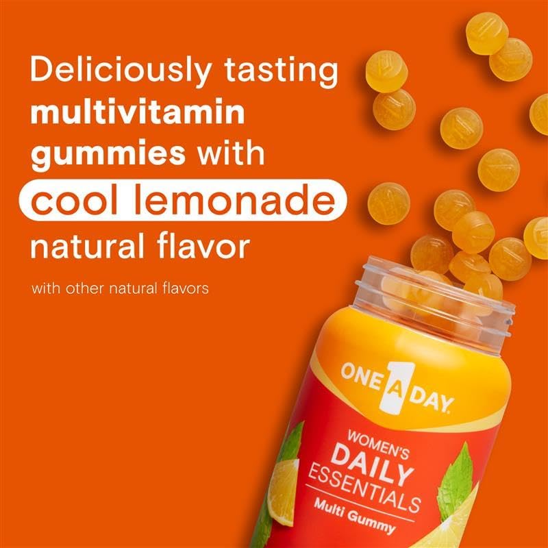 One A Day Women’s Daily Essentials Multivitamin Gummies, Multivitamin for Women, Zinc, Immune Support, Cool Lemonade Naturally Flavored, 120 Gummies
