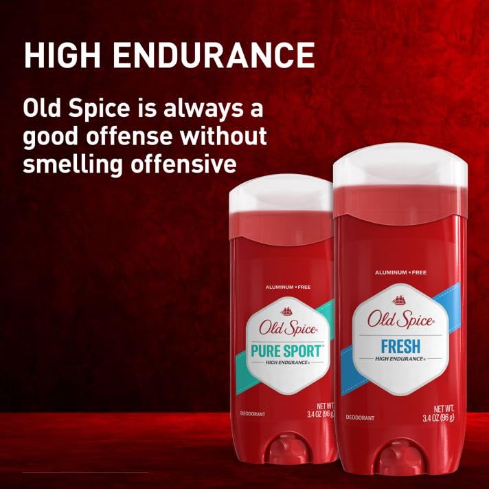 Old Spice Aluminum Free Deodorant For Men, High Endurance, 24/7 Sweat Defense & Odor Protection, 24/7 Freshness & Lasting Scent, Fresh Scent, 3.4 oz (Pack of 3)