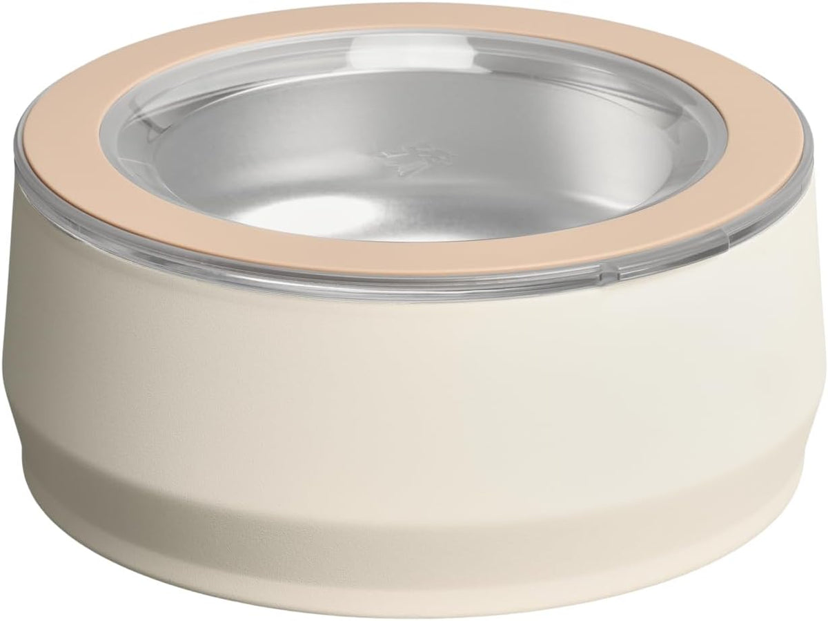 STANLEY Pet Bowl | 3-Cup (24 oz) Insulated Stainless Steel Dog & Cat Bowl | Splash-Resistant Lid | Dishwasher Safe | BPA-Free | Cream
