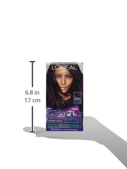 L'Oreal Paris Feria Multi-Faceted Shimmering Permanent Hair Color Hair Dye, V28 Midnight Violet (Deepest Violet) (Pack of 2)
