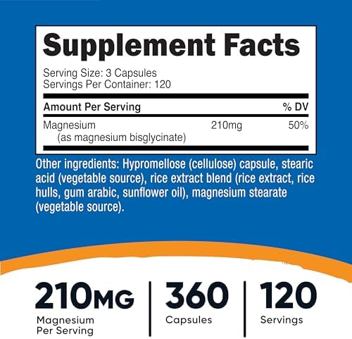 Nutricost Magnesium Glycinate Capsules (360 Capsules, 210 mg Per Serving) - Magnesium Glycinate Supplement for Gentle Absorption (Pack of 2)