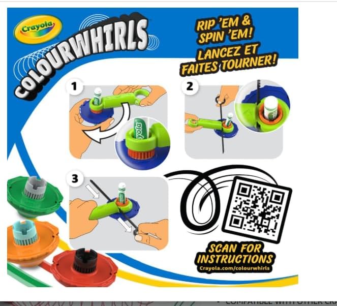 Crayola Colourwhirls Battle Arena Art Game, DIY Gyro Spin Art Toy with 4 Spinning Tops, Kids Battle Game & Creative Art Set, Gifts for Kids, Ages 6+