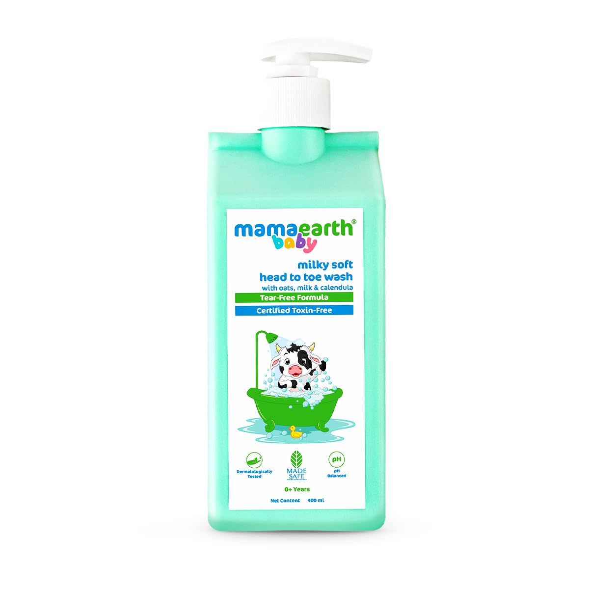 MAMAEARTH Milky Soft Head to Toe Wash with Oats, Milk & Calendula, 400ml | Head to toe wash formulated with oats, milk, and calendula.