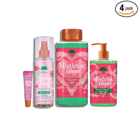 Tree Hut Holiday Hydration & Glow Gift Set, Nourishing & Refreshing Self-Care with Shea Butter, Peppermint & Spiced Woods, Hydrate, Soften & Scent Skin, Limited Edition Holiday Gift Collection
