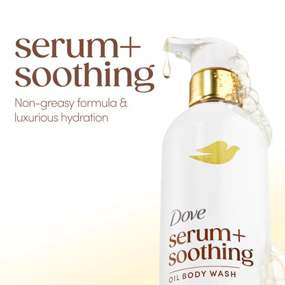 Dove Serum+ Shower Oil Body Wash with Glycerin Serum, Almond Oil & Sandalwood, Soothing Hydrating Cleanser, 15.3 fl oz