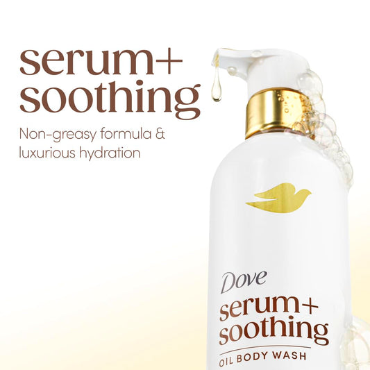 Dove Serum+ Shower Oil Body Wash with Glycerin Serum, Almond Oil & Sandalwood, Soothing Hydrating Cleanser, 15.3 fl oz