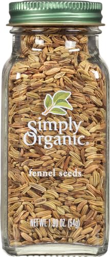 Simply Organic Whole Fennel Seed, 1,90 oz, Mild Sweet Flavor, Aromatic, Reminiscent of Licorice, Kosher (Pack of 2)