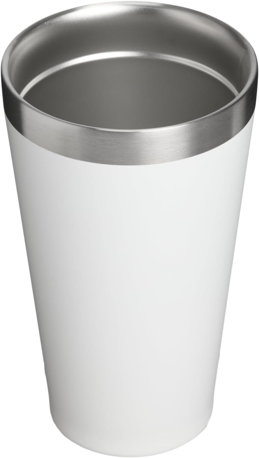 STANLEY Adventure Stacking Beer Pint Glass, 16 oz | Stackable Drinking Cup for Cold Beverages | Dishwasher Safe | Insulated Stainless Steel Tumbler | BPA-Free | Team White Dark Blue