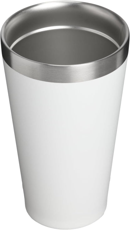 STANLEY Adventure Stacking Beer Pint Glass, 16 oz | Stackable Drinking Cup for Cold Beverages | Dishwasher Safe | Insulated Stainless Steel Tumbler | BPA-Free | Team White Dark Blue