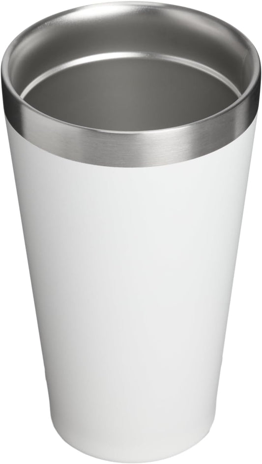 STANLEY Adventure Stacking Beer Pint Glass, 16 oz | Stackable Drinking Cup for Cold Beverages | Dishwasher Safe | Insulated Stainless Steel Tumbler | BPA-Free | Team White Dark Blue
