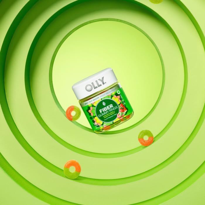 OLLY Fiber Gummy Rings, Digestive Health Supplement, Berry Melon - 50 Count