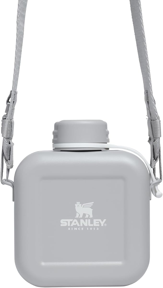 Stanley Next x Nature Canteen 25 oz | Lightweight Stainless Steel Water Bottle with Adjustable Strap & Tethered Lid | BPA-Free | Ash