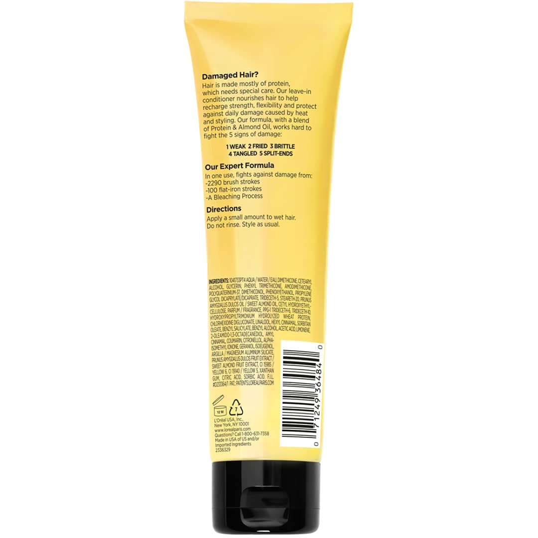 L'Oreal Paris Elvive Total Repair 5 Protein Recharge Leave In Conditioner Treatment and Heat Protectant,5.1 Ounce,(Pack of 2)