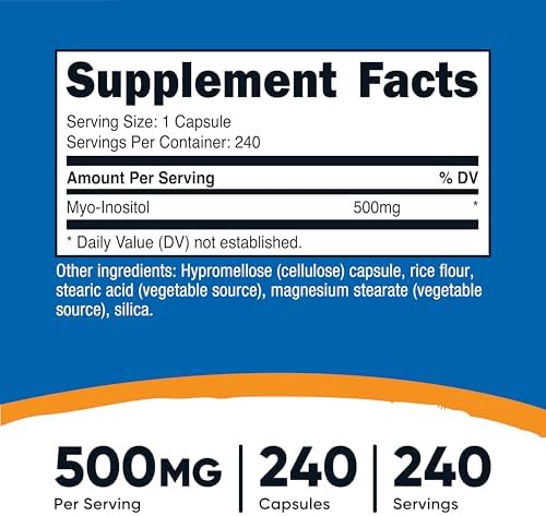 Nutricost Inositol Capsules 500mg, 240 Capsules - Veggie Capsules, GMO-Free, Gluten Free (Myo-Inositol) (Pack of 2)