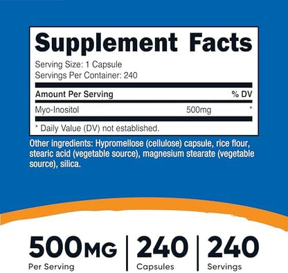 Nutricost Inositol Capsules 500mg, 240 Capsules - Veggie Capsules, GMO-Free, Gluten Free (Myo-Inositol) (Pack of 2)